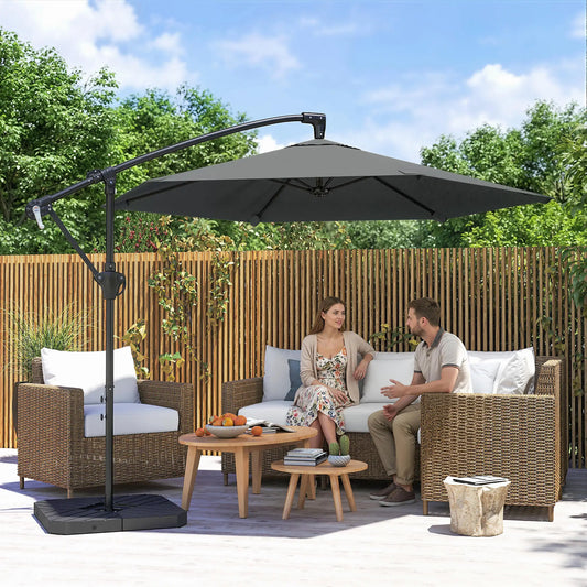 9.7 ft Offset Patio Umbrella, Water Sand Fillable Weights, Dark Grey Offset Cantilever Umbrellas Dark Grey at Gallery Canada