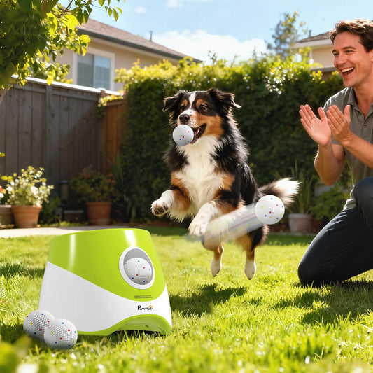 Automatic Dog Ball Launcher, 2.3" 5 Tennis Balls, 3 Distance Settings, Green Dog Agility Training Equipment Green at Gallery Canada