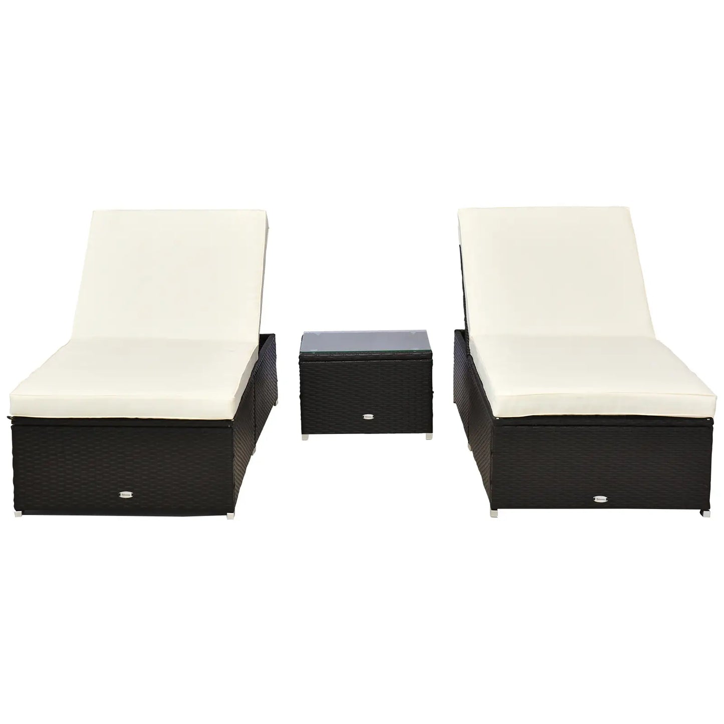 3pc Rattan Lounge Chair Set, Side Table, Outdoor Patio, Cushion Chaise Loungers at Gallery Canada