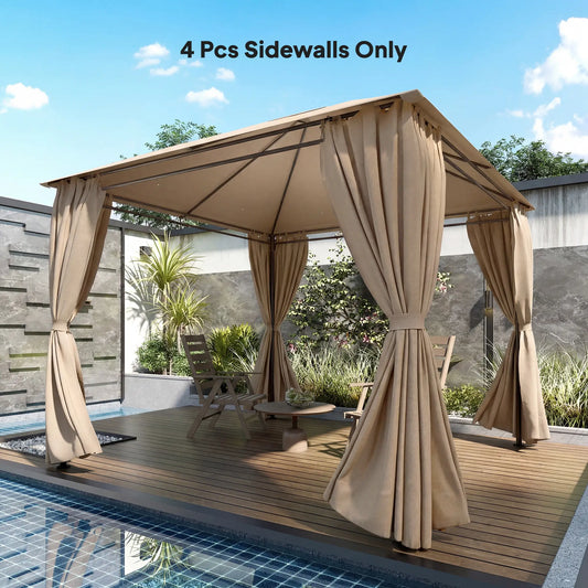 10' x 10' Gazebo Sidewall Set, 4 Panels, Windows, Doors, Khaki Gazebo Sidewalls Khaki at Gallery Canada