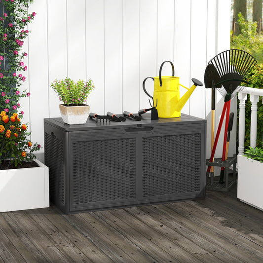 100 Gallon Resin Deck Box, Waterproof Outdoor Storage Bench, Gray Sheds & Outdoor Storage Gray at Gallery Canada