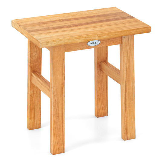 18 Inch Teak Shower Bench, Spa Bath Stool, Natural Bath Safety Natural at Gallery Canada