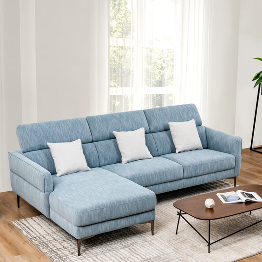 105 Inch L-Shaped Sofa With Adjustable Headrests, Blue Sofas & Loveseats Blue at Gallery Canada