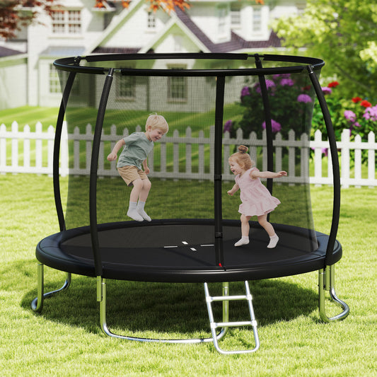 10FT Outdoor Trampoline Heavy-Duty Recreational Trampoline with Safety Enclosure Net, Black Trampolines Black at Gallery Canada