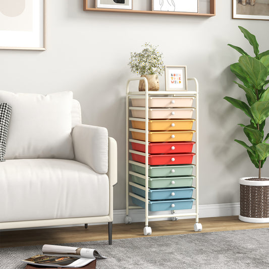 10 Drawer Rolling Storage Cart Organizer, Multicolor, Macaron File Cabinets Macaron Multicolor at Gallery Canada