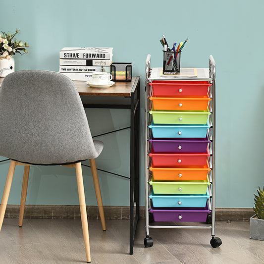 10 Drawer Rolling Storage Cart Organizer, Multicolor File Cabinets Multicolor at Gallery Canada