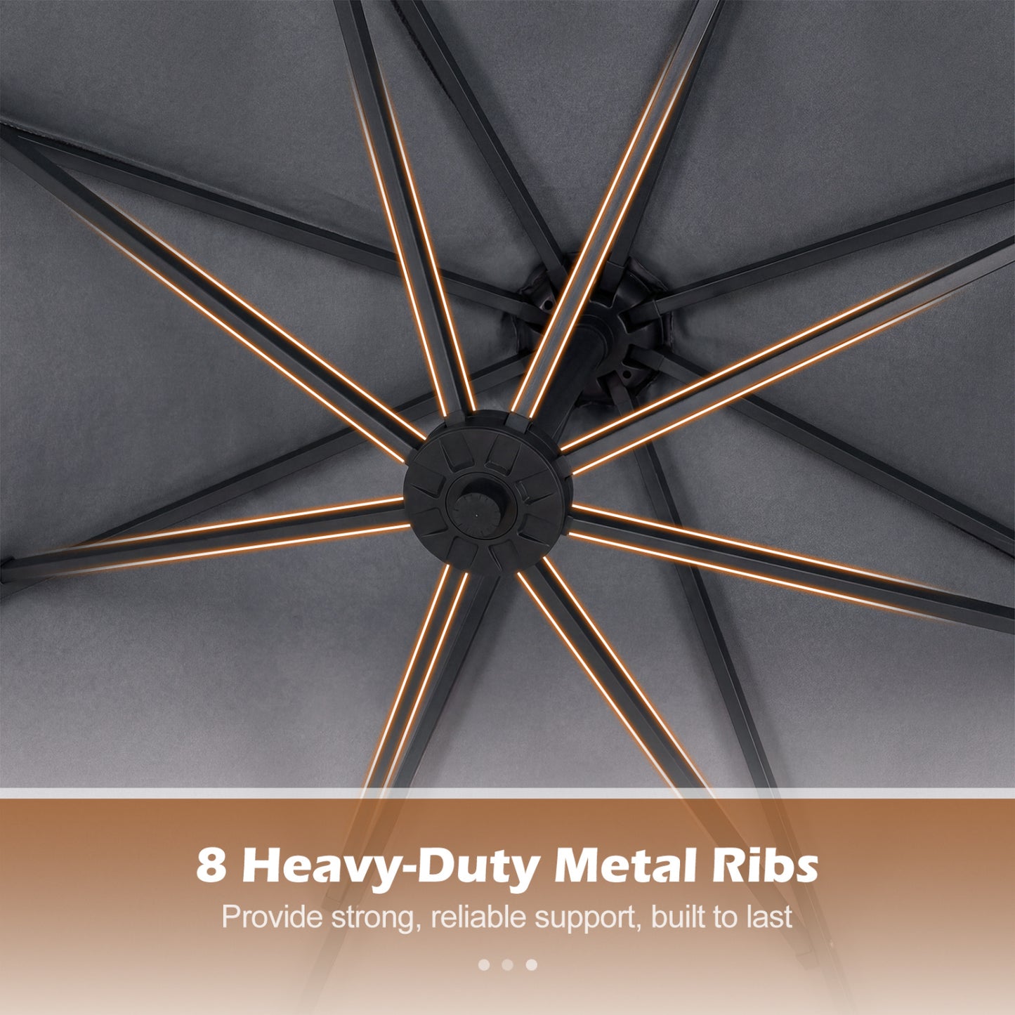 10 FT Solar LED Offset Cantilever Patio Umbrella, Gray Outdoor Umbrellas at Gallery Canada