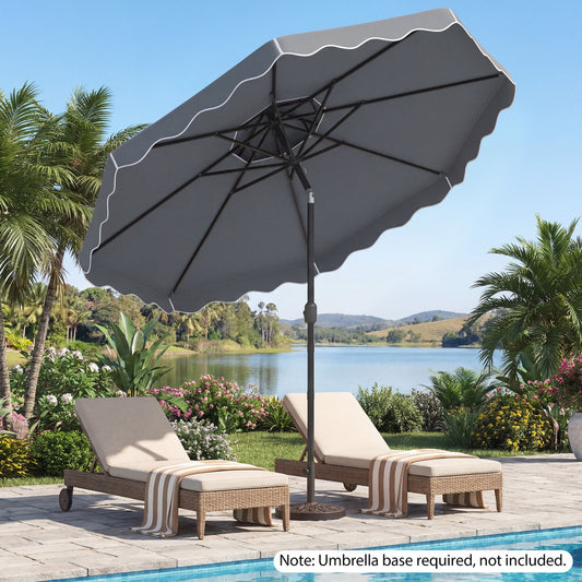 10 Feet Patio Umbrella, Push Button Tilt, Crank, Gray Outdoor Umbrellas Gray at Gallery Canada