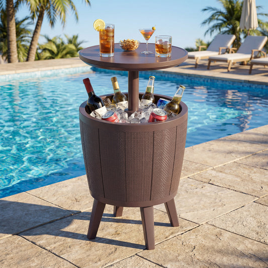 10 Gallon Beer And Wine Cooler, Lift-Top, Drainage Plug, Brown Coolers Brown at Gallery Canada