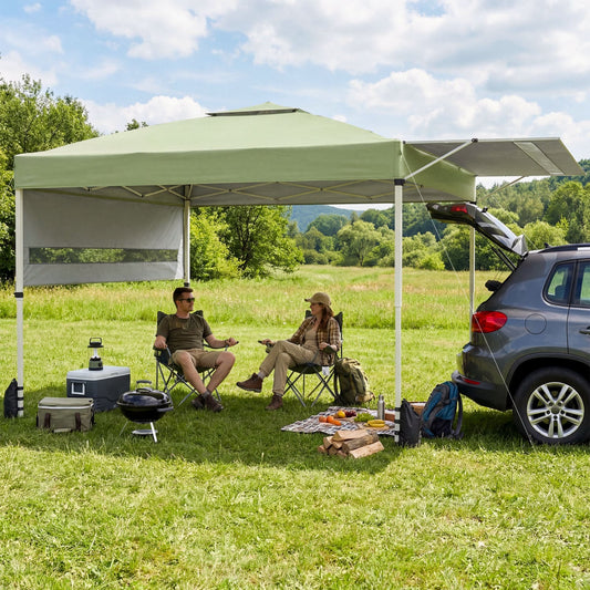 10x17 Feet Pop Up Canopy Tent, Dual Adjustable Awnings, Green Tents Green at Gallery Canada