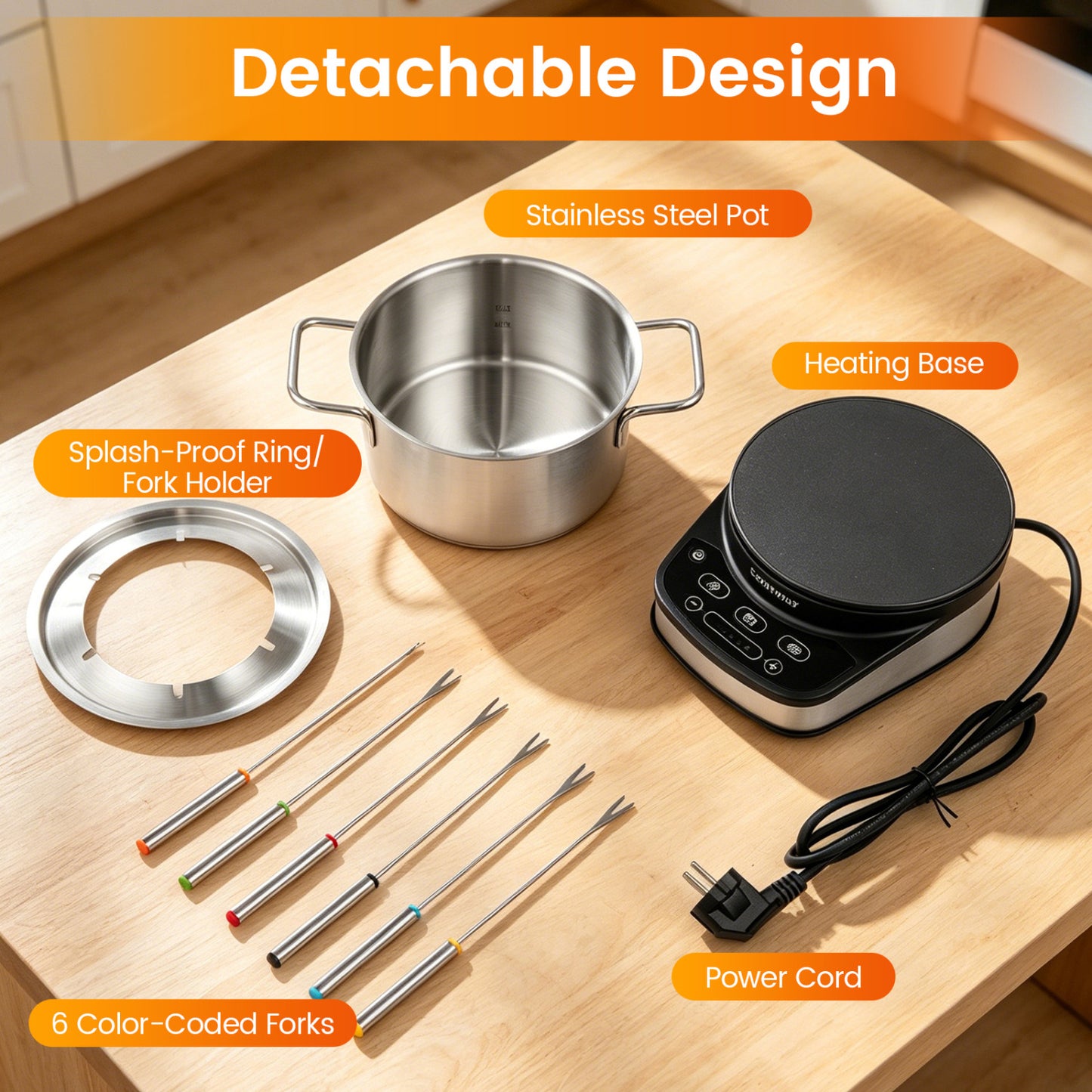 1200W Electric Fondue Pot, 3 L Removable Pot, 6 Forks Small Appliances at Gallery Canada