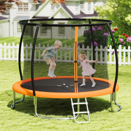 12FT Outdoor Trampoline Heavy-Duty Recreational Trampoline with Safety Enclosure Net, Orange Trampolines Orange at Gallery Canada