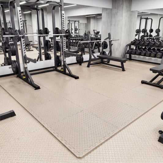 12 Tiles 1/2" Puzzle Exercise Floor Mats, Beige Yoga Accessories Beige at Gallery Canada