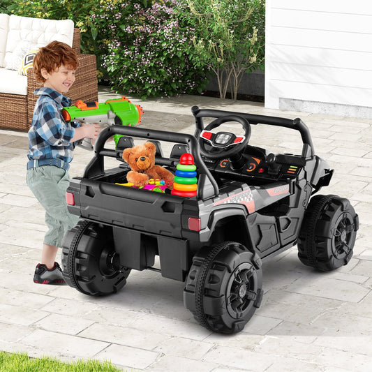 12V Battery Powered Electric Vehicle, Remote Control, 3 Speeds, Black Powered Ride On Toys Black at Gallery Canada