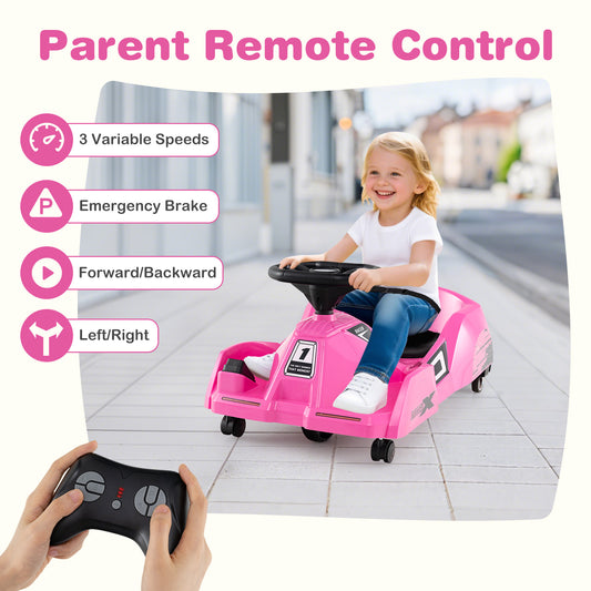 12V Electric Go Kart, Detachable Mop, Remote Control, Pink Powered Ride On Toys Pink at Gallery Canada