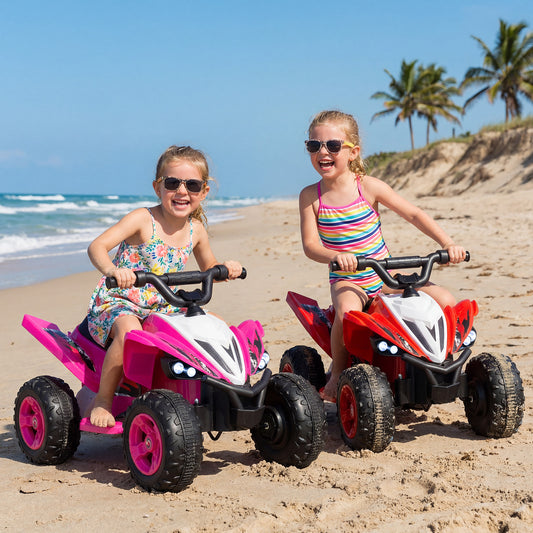 12V Kids Ride On ATV 4-Wheeler Quad with LED Lights and 7 mph Max Speed, Pink Powered Ride On Toys Pink at Gallery Canada