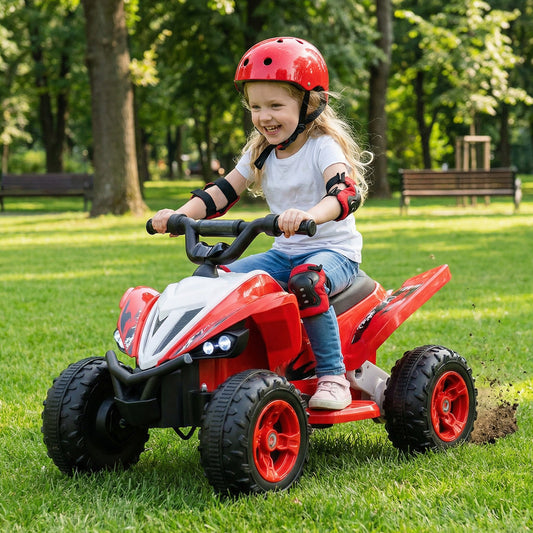 12V Kids Ride On ATV 4-Wheeler Quad with LED Lights and 7 mph Max Speed, Red Powered Ride On Toys Red at Gallery Canada