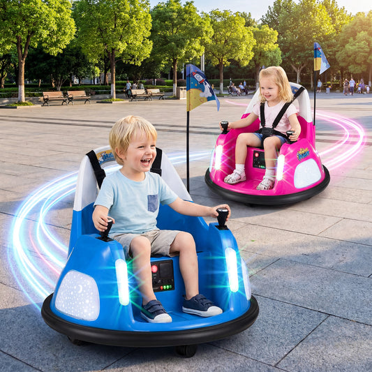 12V Kids Ride On Bumper Car with Remote Control and Flashing Lights, Blue Powered Ride On Toys Blue at Gallery Canada