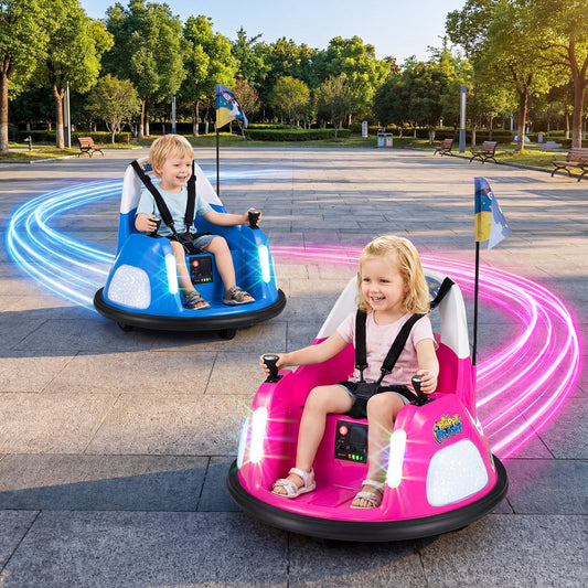 12V Kids Ride On Bumper Car with Remote Control and Flashing Lights, Pink Powered Ride On Toys Pink at Gallery Canada