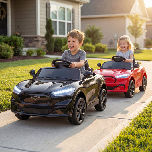12V Kids Ride on Car Licensed Ford Mach E with Parent Control and Horn, Black Powered Ride On Toys Black at Gallery Canada