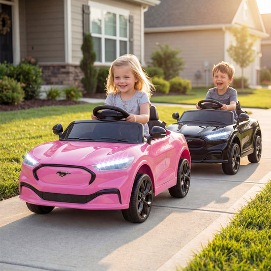 12V Kids Ride on Car Licensed Ford Mach E with Parent Control and Horn, Pink Powered Ride On Toys Pink at Gallery Canada