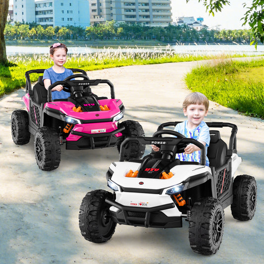 12V Kids Ride On Truck, Off-Road UTV, With Remote And Lights, White Powered Ride On Toys White at Gallery Canada