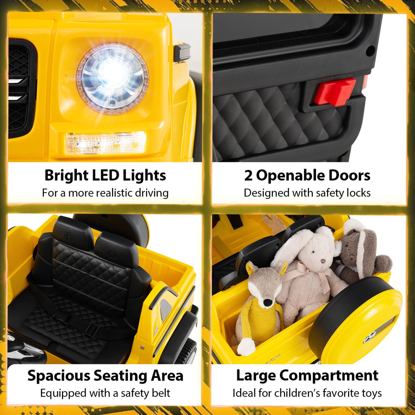 12V Licensed Mercedes-Benz Kids Ride-On Car, Yellow Powered Ride On Toys at Gallery Canada