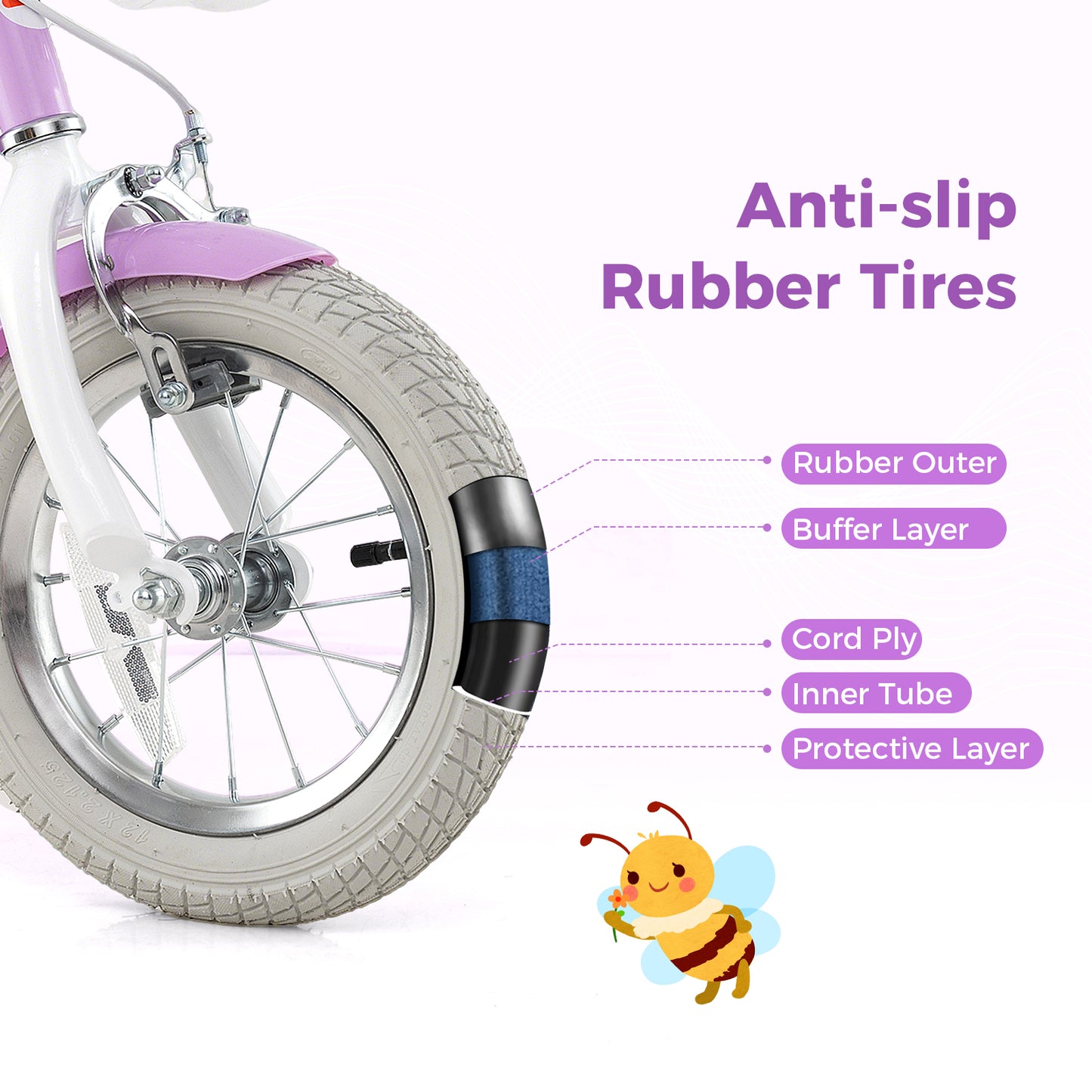 12 Inch Girls Bike, With Doll Seat And Streamers, For Ages 3-4, Purple Kids Bike at Gallery Canada