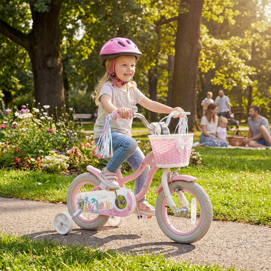 12 Inch Kids Bike Adjustable with Basket and Streamers for Girls Aged 3-4 Years Old Pink, Pink Kids Bike Pink at Gallery Canada