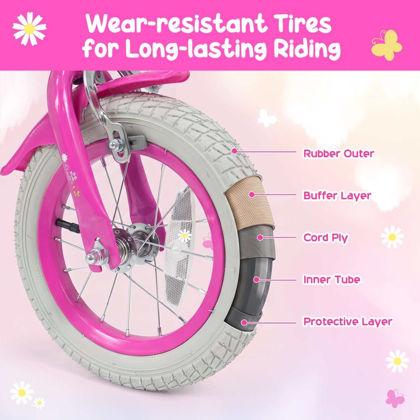 12" Girls Bike with Front Bag, Ages 3-4, Pink Kids Bike at Gallery Canada