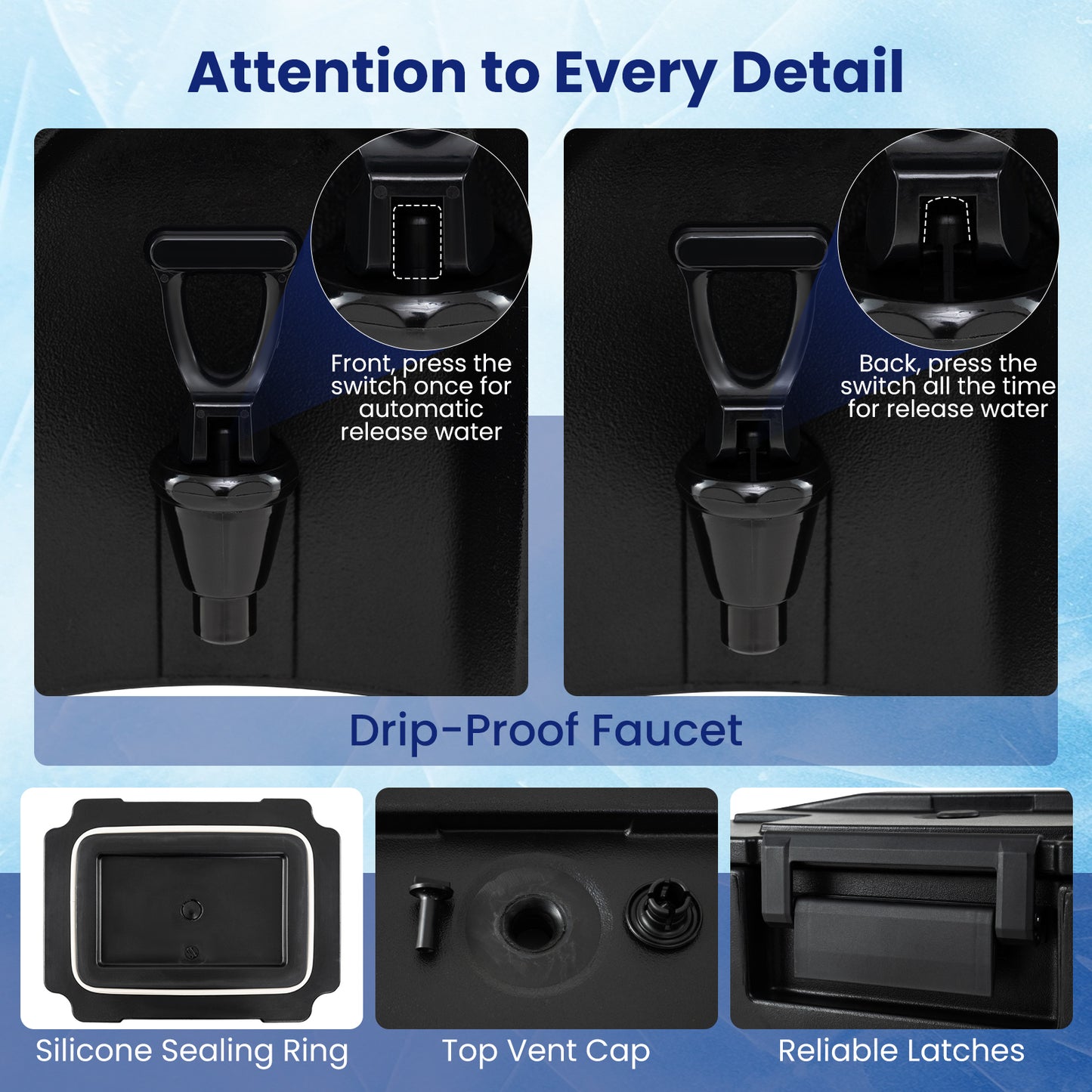 13.2 Gal Insulated Beverage Dispenser, Two-Stage Faucet, 4 Pieces, Black Water Dispensers at Gallery Canada