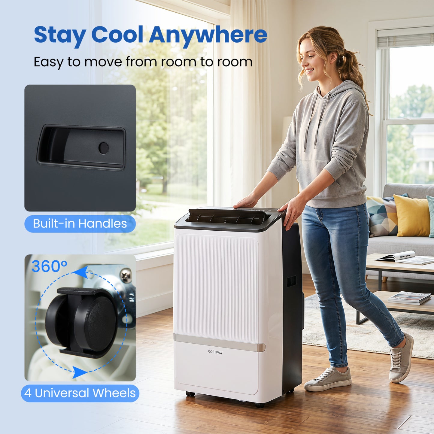 14000 BTU WiFi Portable Air Conditioner, Dehumidifier, 24H Timer, Black Portable Air Conditioners at Gallery Canada