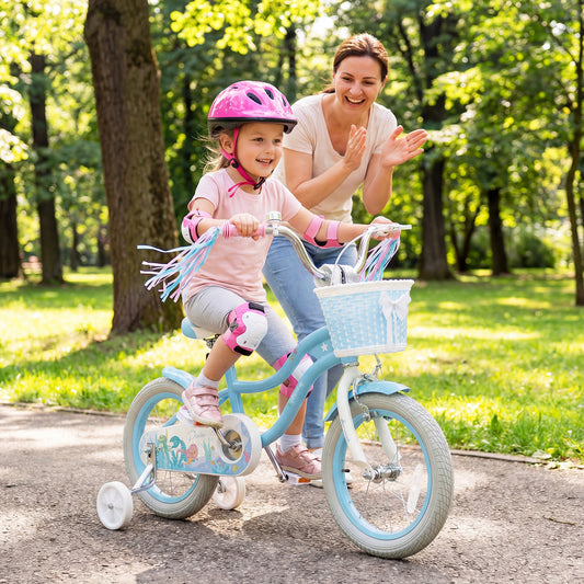 14 Inch Kids Bike, Adjustable With Basket, Princess Of The Sea Theme, Blue Kids Bike Blue at Gallery Canada