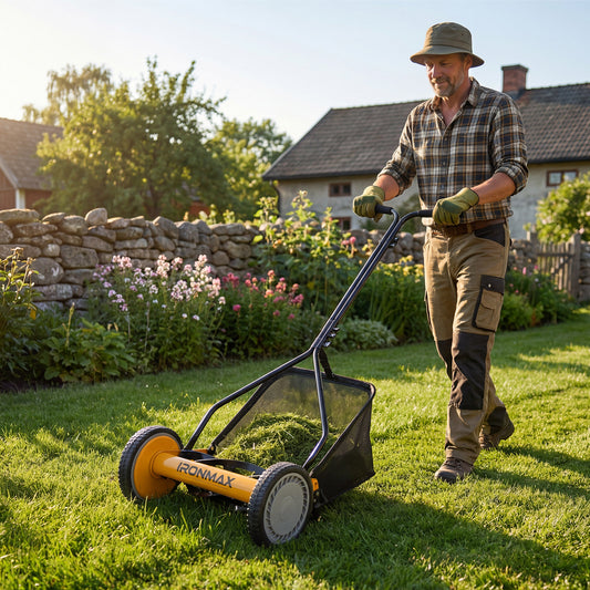 14 Inch Push Lawn Mower, 5 Steel Blades, Grass Catcher Bag, Orange Lawn Care Tools Orange at Gallery Canada