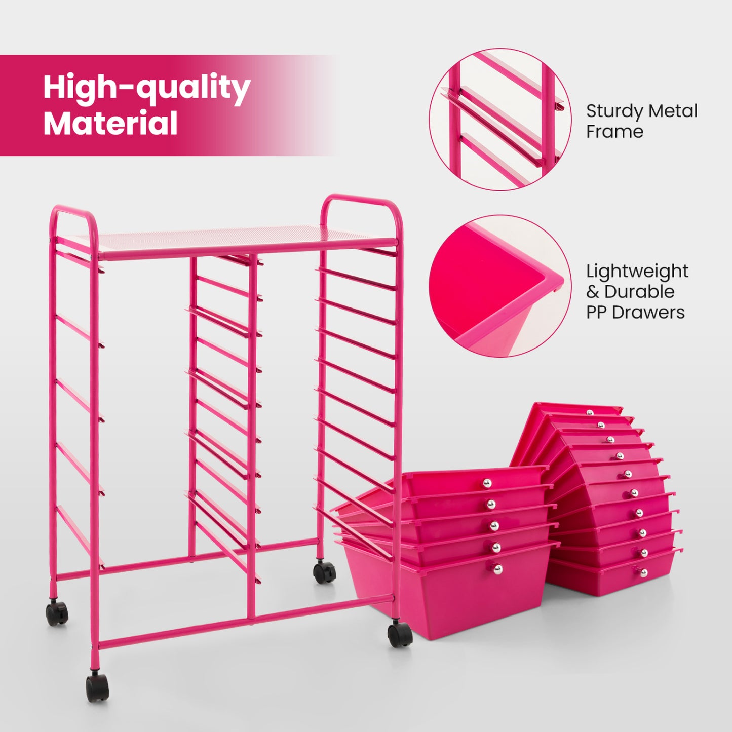 15-Drawer Rolling Organizer Cart, Pink File Cabinets at Gallery Canada