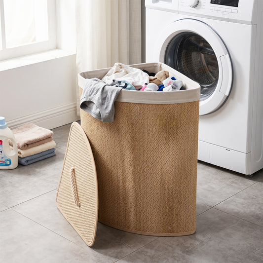 15 Gal Capacity Bamboo Laundry Hamper with Removable Liner-Natrual, Natural Laundry Baskets Natural at Gallery Canada
