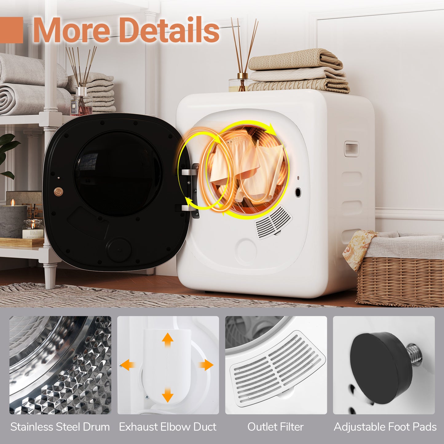 Portable Clothes Dryer, Compact Drying Machine, 800W Electric Laundry Dryer Dryers at Gallery Canada