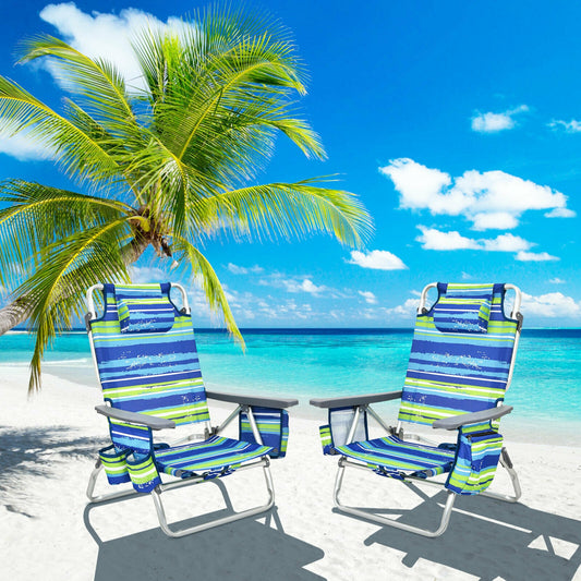 4-Pack 5-Position Folding Backpack Beach Chair, Blue Beach & Lawn Chairs Blue at Gallery Canada