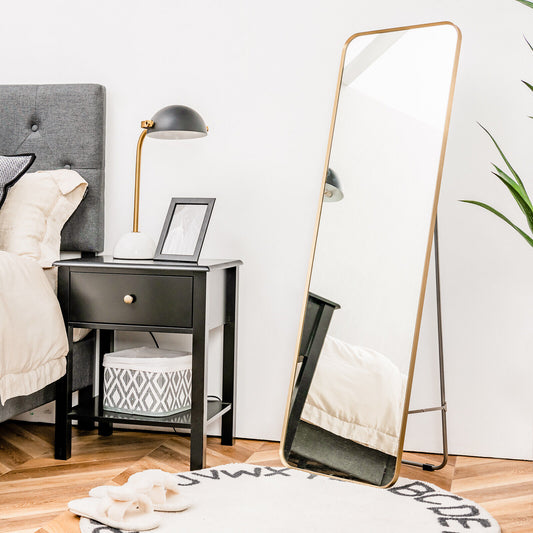Full Length Wall Mounted Hanging Mirror, Golden Floor Mirrors Golden at Gallery Canada