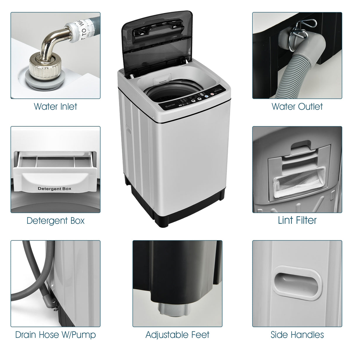 Full Automatic Washing Machine, 1.5 Cu.Ft, 11 LBS, Gray Washing Machines at Gallery Canada