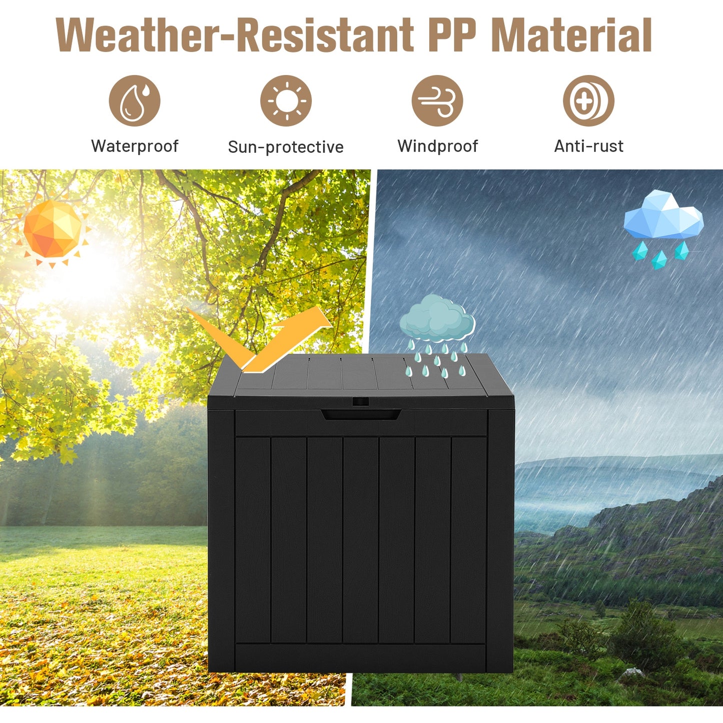 30 Gallon Deck Box, Storage Seating Container, Black Sheds & Outdoor Storage at Gallery Canada