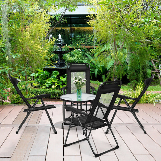 4 Piece Patio Garden Adjustable Reclining Folding Chairs, Black Patio Dining Chairs Black at Gallery Canada