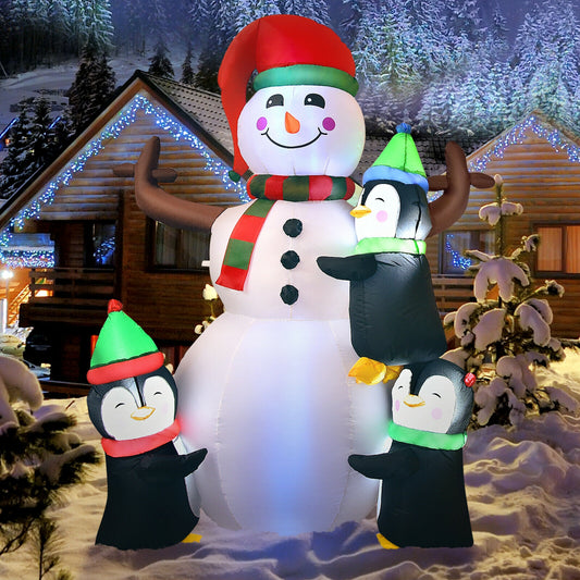 6 Feet Quick Inflatable Snowman With Penguins, Multicolor Christmas Inflatables Multicolor at Gallery Canada