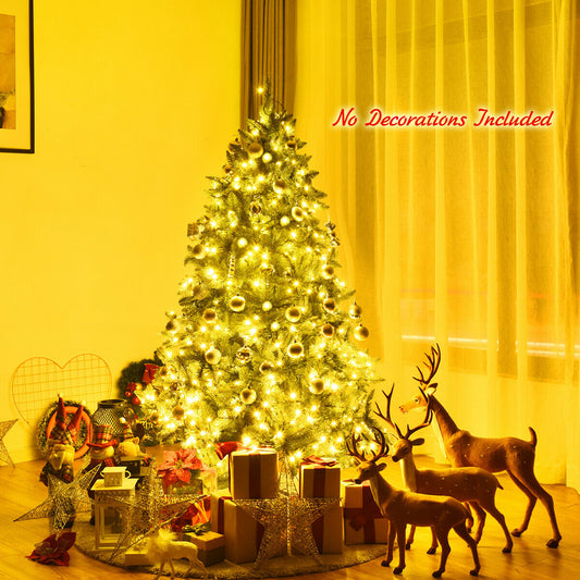 Hinged Artificial Fir Christmas Tree With LED Lights, 5 ft, Green Christmas Tree Green at Gallery Canada