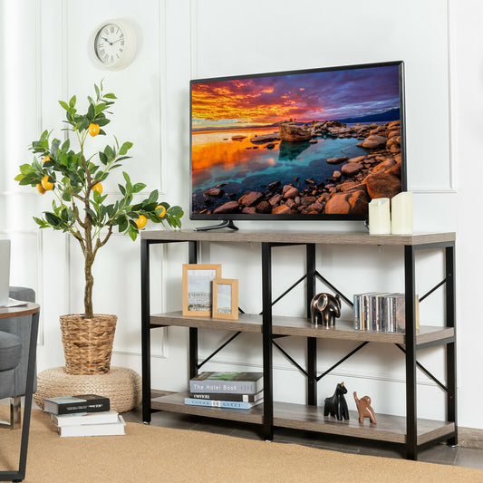 3 Tier 47 Inch Console Metal Frame Sofa Table, Natural Console Tables Natural at Gallery Canada