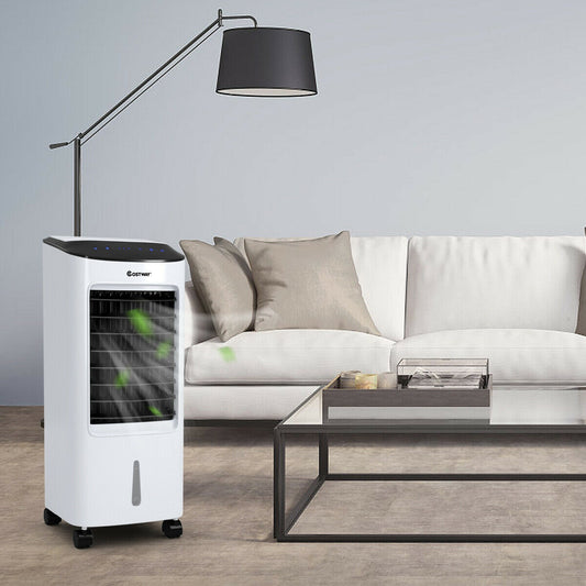 Portable Air Cooler Fan Humidifier, Remote Control, White, Black Air Coolers Black & White at Gallery Canada