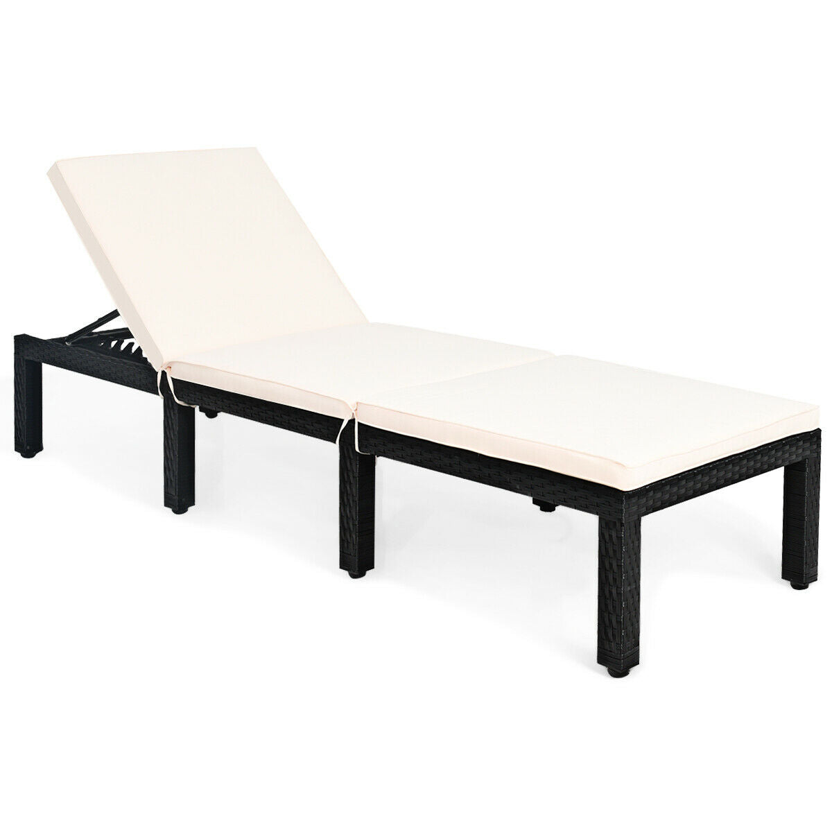 Patio Rattan Cushioned Height Adjustable Lounge Chair, White Outdoor Chaise Lounges at Gallery Canada