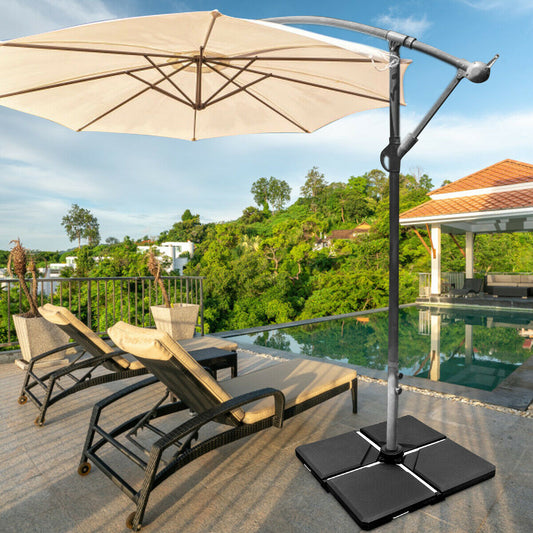 4 Pieces Square Fillable Patio Umbrella Base Set with Handle and Funnel, Black Outdoor Umbrella Bases Black at Gallery Canada