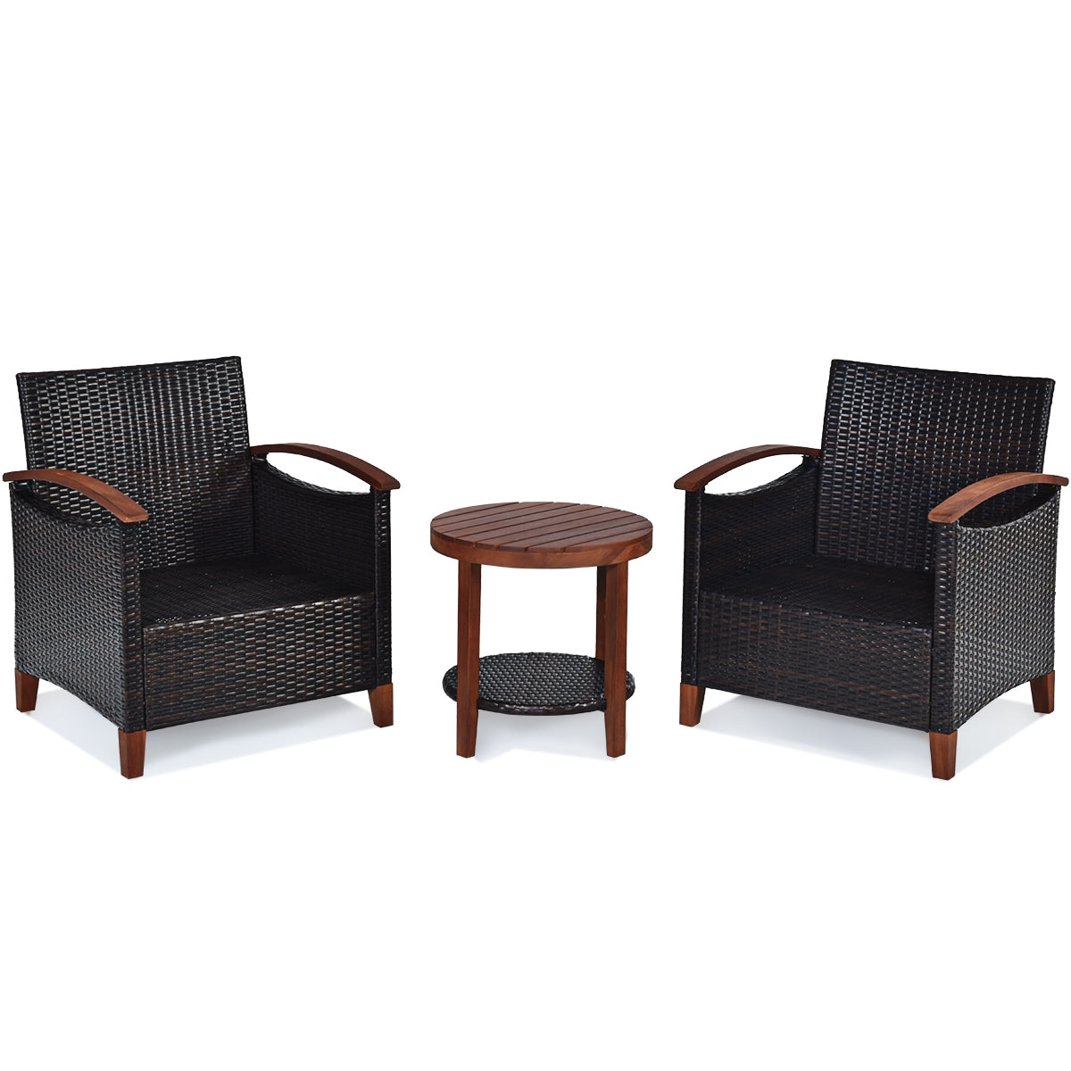 3-Piece Patio Wicker Set, Washable Cushion, Acacia Wood Tabletop, Beige Patio Conversation Sets at Gallery Canada