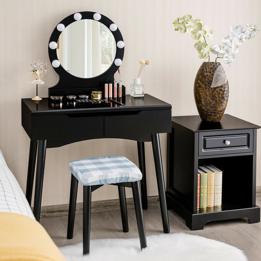 Vanity Makeup Dressing Set Lighted Mirror Touch Switch, Black Makeup Vanities Black at Gallery Canada